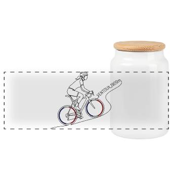 Mont Ventoux 1909m Minimalistische Linienkunst - Panorama Keksdose mit Holzdeckel - Weiß - Vorne