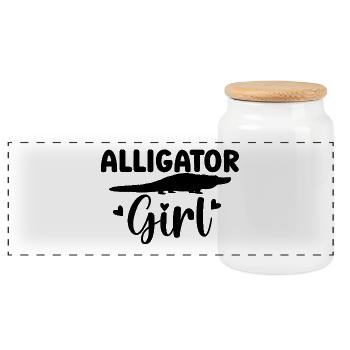 Alligator Girl Reptilien Fan - Panorama Keksdose mit Holzdeckel - Weiß - Vorne