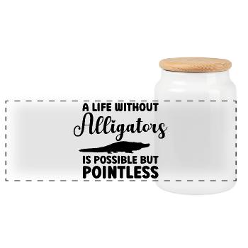 Life Without Alligators - Panorama Keksdose mit Holzdeckel - Weiß - Vorne