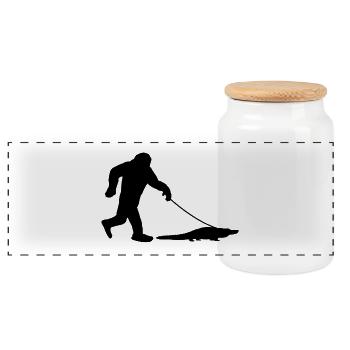 Bigfoot mit Alligator - Panorama Keksdose mit Holzdeckel - Weiß - Vorne
