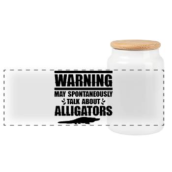 Alligator Reptil - Panorama Keksdose mit Holzdeckel - Weiß - Vorne