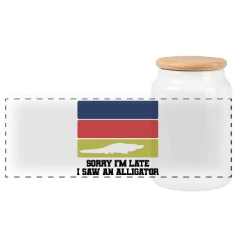 Retro Alligator Silhouette Humor - Panorama Keksdose mit Holzdeckel - Weiß - Vorne