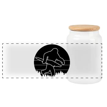 Bigfoot mit Alligator Silhouette - Panorama Keksdose mit Holzdeckel - Weiß - Vorne