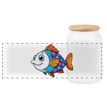 Bunter Tropischer Fisch - Panorama Keksdose mit Holzdeckel - Weiß - Vorne