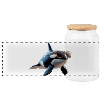 Orca Schwertwal Wal Killerwal Meerestiere Orcas - Panorama Keksdose mit Holzdeckel - Weiß - Vorne