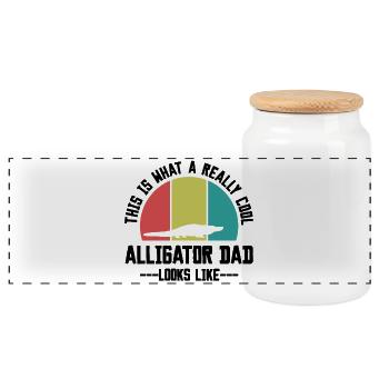 Retro Alligator Papa Silhouette - Panorama Keksdose mit Holzdeckel - Weiß - Vorne