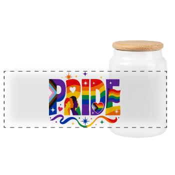 Pride Spruch für LGBTQ Aktivisten & Fans - Panorama Keksdose mit Holzdeckel - Weiß - Vorne