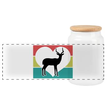Antilope Herz Vintage Silhouette - Panorama Keksdose mit Holzdeckel - Weiß - Vorne