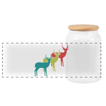 Antilopen Silhouetten Vintage - Panorama Keksdose mit Holzdeckel - Weiß - Vorne