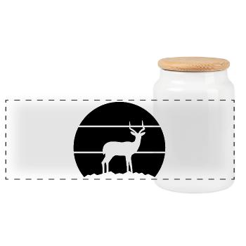 Antilope Silhouette - Panorama Keksdose mit Holzdeckel - Weiß - Vorne