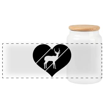 Antilope Silhouette Herz - Panorama Keksdose mit Holzdeckel - Weiß - Vorne
