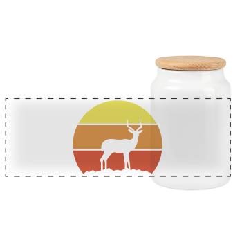 Vintage Antilope – Safari Sonnenuntergang - Panorama Keksdose mit Holzdeckel - Weiß - Vorne