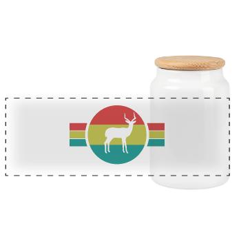 Antelope Retro Sunset – Safari Wild Animal - Panoramic Cookie Jar with Wooden Lid - white - Front