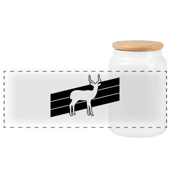 Antelope Silhouette - Panoramic Cookie Jar with Wooden Lid - white - Front