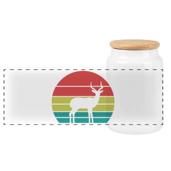 Vintage Antilope Silhouette – Retro Safari - Panorama Keksdose mit Holzdeckel - Weiß - Vorne