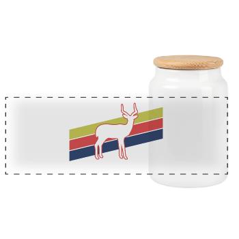Antilope Retro Streifen – Safari Wildtier - Panorama Keksdose mit Holzdeckel - Weiß - Vorne