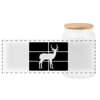 Antelope Silhouette Africa Safari - Panoramic Cookie Jar with Wooden Lid - white - Front