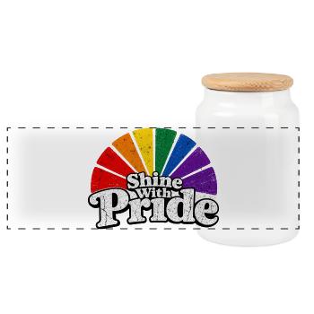 Shine With Pride LGBTQ Statement Retro CSD Fan - Panorama Keksdose mit Holzdeckel - Weiß - Vorne
