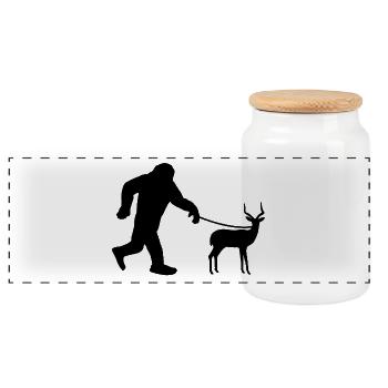 Antelope Sasquatch Humor - Panoramic Cookie Jar with Wooden Lid - white - Front