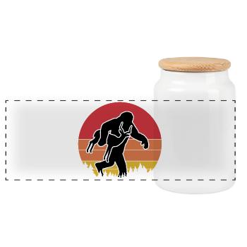 Bigfoot Antelope Vintage Humor - Panoramic Cookie Jar with Wooden Lid - white - Front