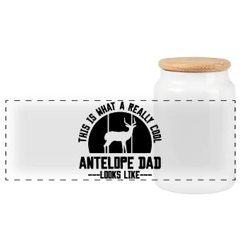Antelope Dad Retro - Panoramic Cookie Jar with Wooden Lid - white - Front