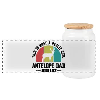 Antelope Dad Retro - Panoramic Cookie Jar with Wooden Lid - white - Front