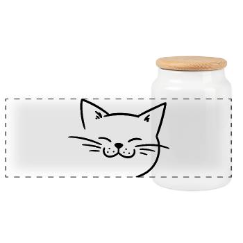 Visage de chat radieux avec des moustaches - Boîte à biscuits avec couvercle en bois - blanc - Devant