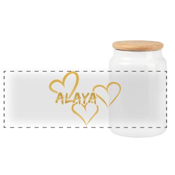 First name Alaya - Panoramic Cookie Jar with Wooden Lid - white - Front