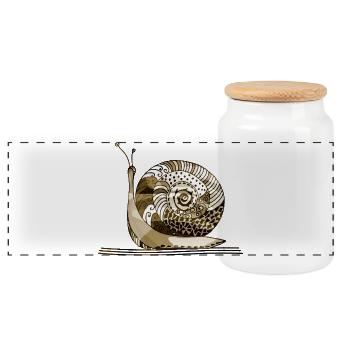 snail - Panoramic Cookie Jar with Wooden Lid - white - Front