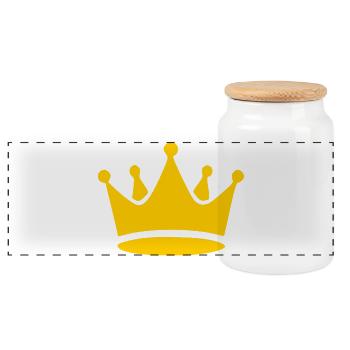 yellow crown birthday gift birthday gifts - Panoramic Cookie Jar with Wooden Lid - white - Front