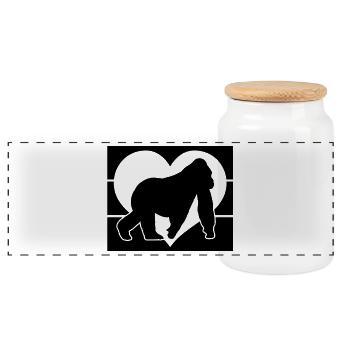 Silhouette du Cœur de Singe - Boîte à biscuits avec couvercle en bois - blanc - Devant