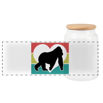Cœur Silhouette de Singe Rétro - Boîte à biscuits avec couvercle en bois - blanc - Devant