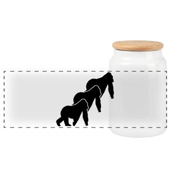 Silhouettes des Trois Singes - Boîte à biscuits avec couvercle en bois - blanc - Devant