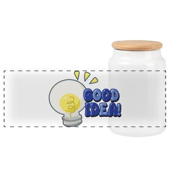 Good Idea Light Bulb Comic - Panoramic Cookie Jar with Wooden Lid - white - Front