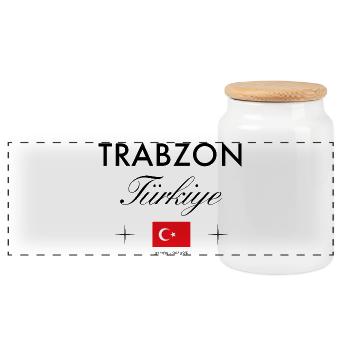 Trabzon Türkei Koordinaten Reise Souvenir - Panorama Keksdose mit Holzdeckel - Weiß - Vorne