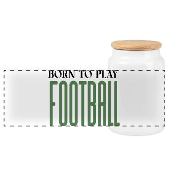 Elongated Football Glyphs - Panoramic Cookie Jar with Wooden Lid - white - Front