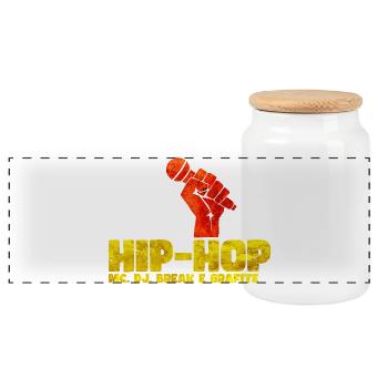 Hip Hop Fist Basketball Tee - Panoramic Cookie Jar with Wooden Lid - white - Front