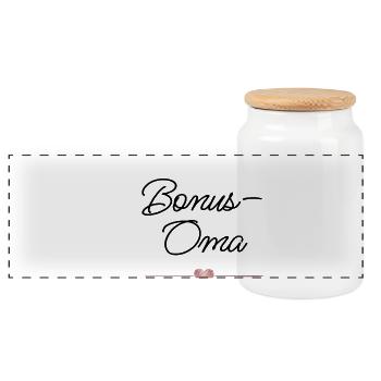 Best Bonus Grandma with Heart – Gift - Panoramic Cookie Jar with Wooden Lid - white - Front