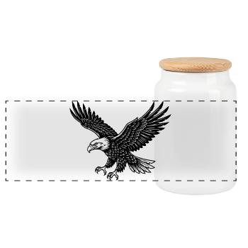 Eagle Bird en mode vol - Boîte à biscuits avec couvercle en bois - blanc - Devant