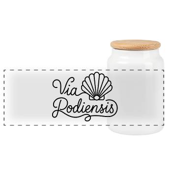 Via Podiensis – Camino de Santiago - Boîte à biscuits avec couvercle en bois - blanc - Devant