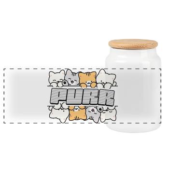 Katzen-Crew-Logo - Panorama Keksdose mit Holzdeckel - Weiß - Vorne