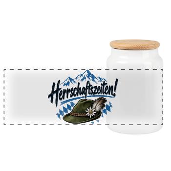 Herrschaftszeiten Trachten Outfit - Panorama Keksdose mit Holzdeckel - Weiß - Vorne
