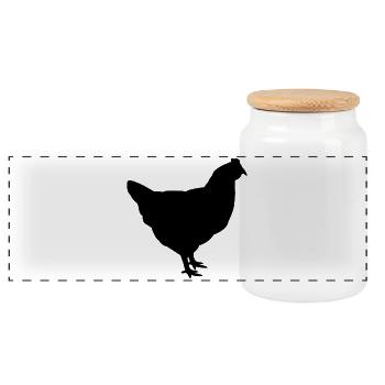 Huhn - Panorama Keksdose mit Holzdeckel - Weiß - Vorne