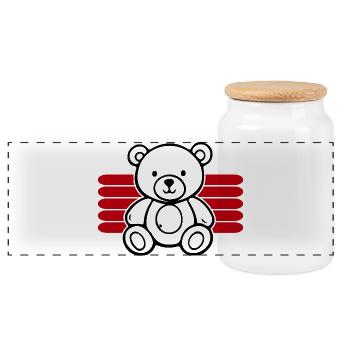 Baby Spielzeug Teddybär Stofftier lustige Sprüche - Panorama Keksdose mit Holzdeckel - Weiß - Vorne