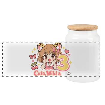 Cute Wild & 3 Leopard Girl Theme - Panorama Keksdose mit Holzdeckel - Weiß - Vorne