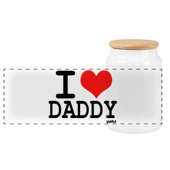 I love daddy J'aime papa - couleurs au choix - Boîte à biscuits avec couvercle en bois - blanc - Devant