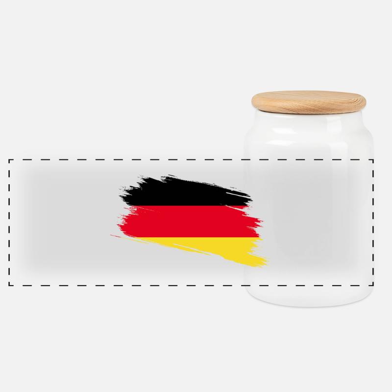 Germany - Panoramic Cookie Jar with Wooden Lid - white