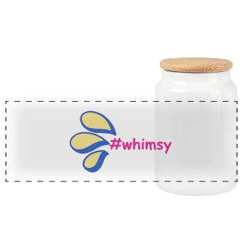 Hatch tag whimsy slogan - Panoramic Cookie Jar with Wooden Lid - white - Front