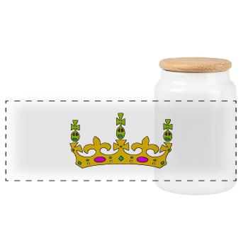 krone crown koenig king castle schloss tower burg1 - Panorama Keksdose mit Holzdeckel - Weiß - Vorne