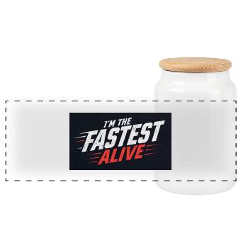 Im the fastest man alive - Panoramic Cookie Jar with Wooden Lid - white - Front